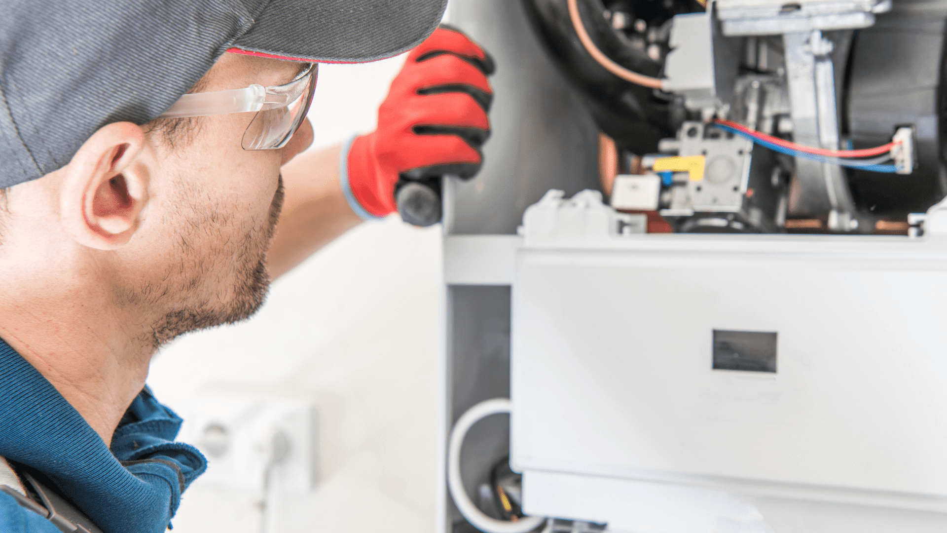 professional inspecting heater
